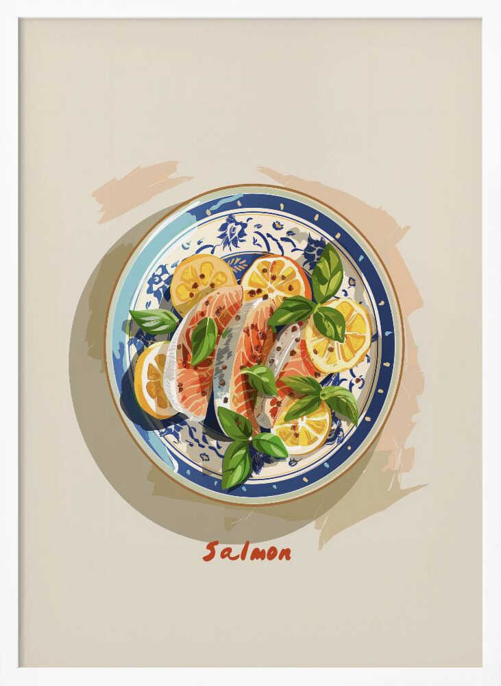 Zesty Salmon Plate Art Print UK — Food Fresh Wall Art — Kitchen — Wall It All Prints