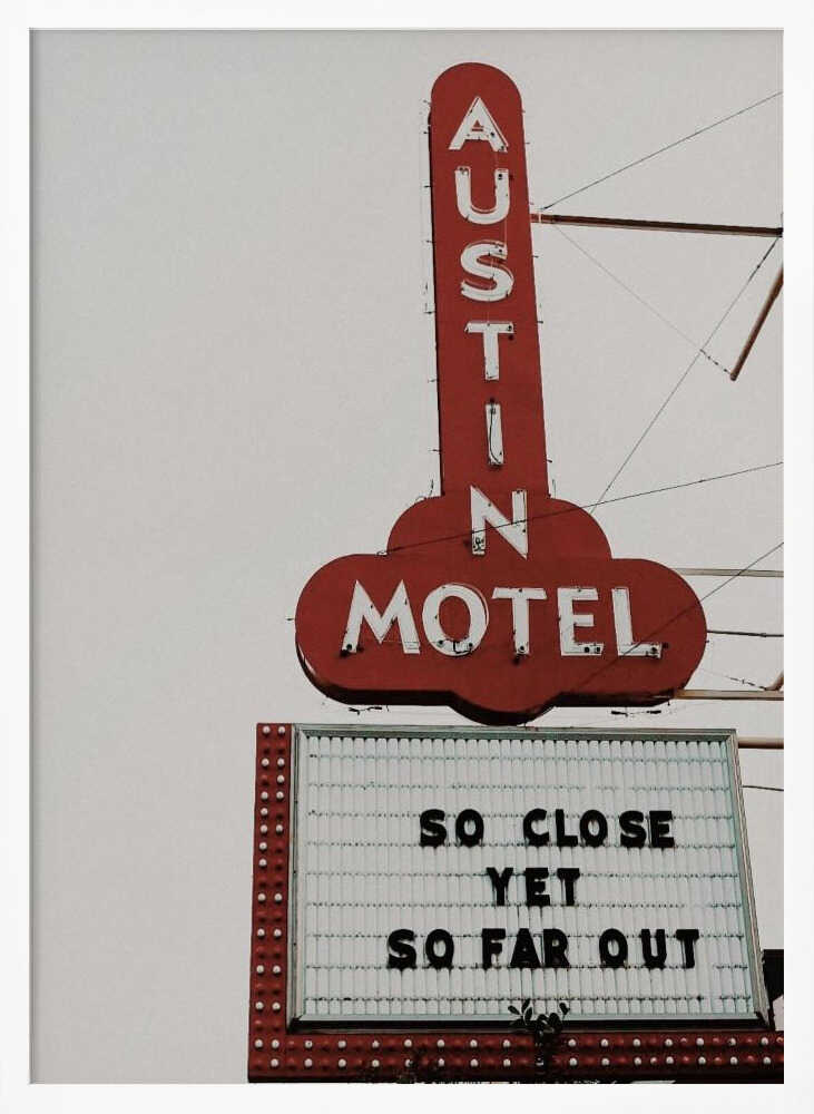 Austin Motel Vintage Sign Art Print UK — Vintage Vibrant Wall Art — Living Room — Wall It All Prints