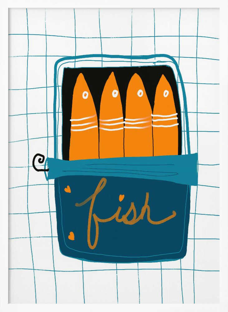 Orange Sardine Can Art Print UK — Abstract Vibrant Wall Art — Kitchen — Wall It All Prints