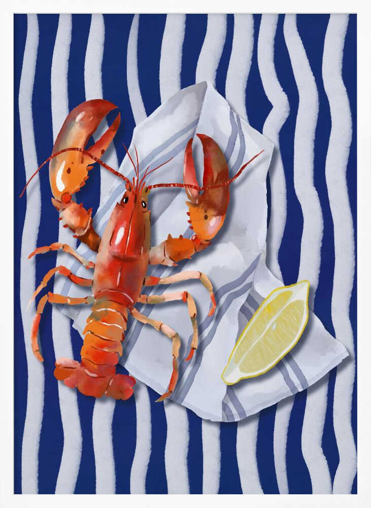 Coastal Lobster with Lemon Art Print UK — Landscape Fresh Wall Art — Kitchen — Wall It All Prints