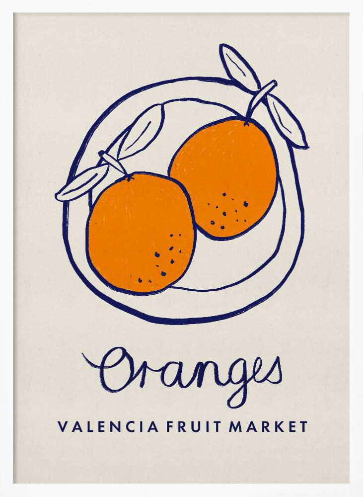 Valencia Market Oranges Art Print UK — Abstract Vibrant Wall Art — Kitchen — Wall It All Prints