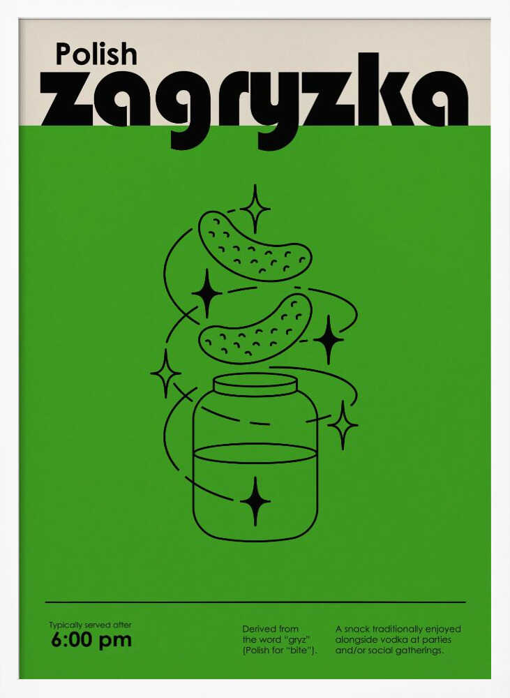 Green Polish Snack Art Print UK — Abstract Dark Wall Art — Kitchen — Wall It All Prints