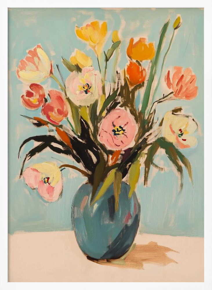 Colorful Happy Flowers Art Print UK — Botanical Vibrant Wall Art — Living Room — Wall It All Prints