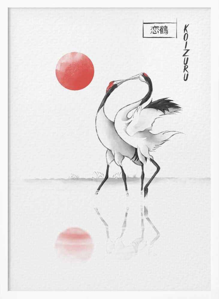 Graceful Crane Dance Art Print UK — Japanese Calm Wall Art — Bedroom — Wall It All Prints