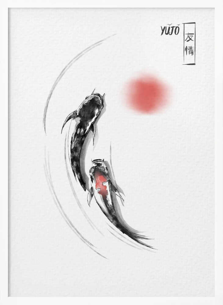 Black Koi Red Sun Art Print UK — Japanese Dark Wall Art — Office — Wall It All Prints