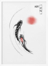 Black Koi Red Sun Art Print UK — Japanese Dark Wall Art — Office — Wall It All Prints