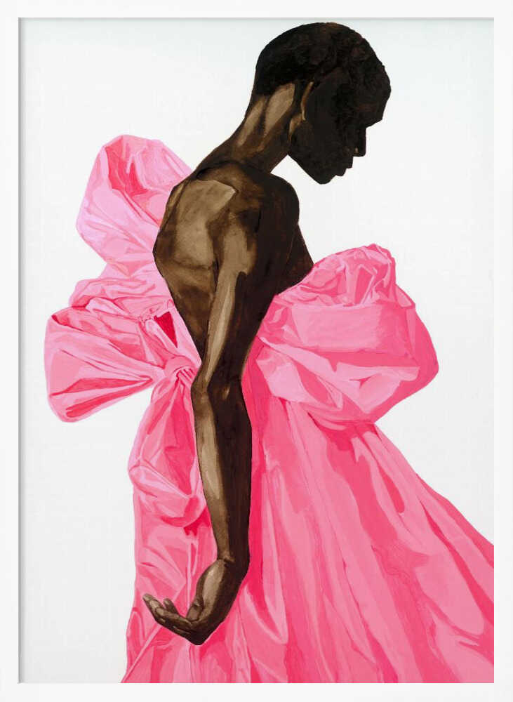 Vibrant Pink Bow Dress Art Print UK — Dark Moody Vibrant Wall Art — Living Room — Wall It All Prints