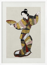 Japanese Female Dancer (17th Century) Vintage Painting Boarder