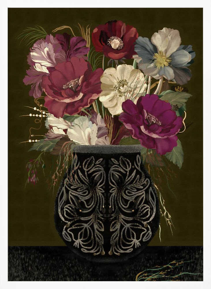 Vintage bouquet Art Print UK — Botanical Vibrant Wall Art — Living Room — Wall It All Prints