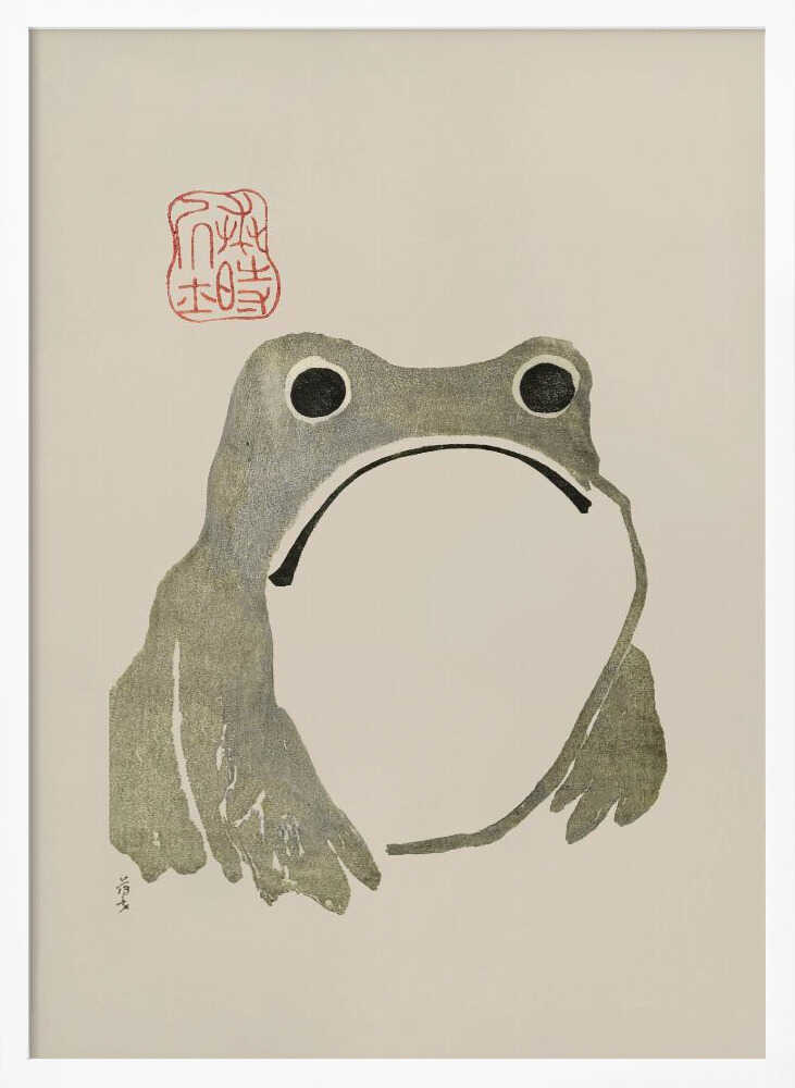 Grumpy Frog I Original Art Print UK — Japanese Vibrant Wall Art — Living Room — Wall It All Prints