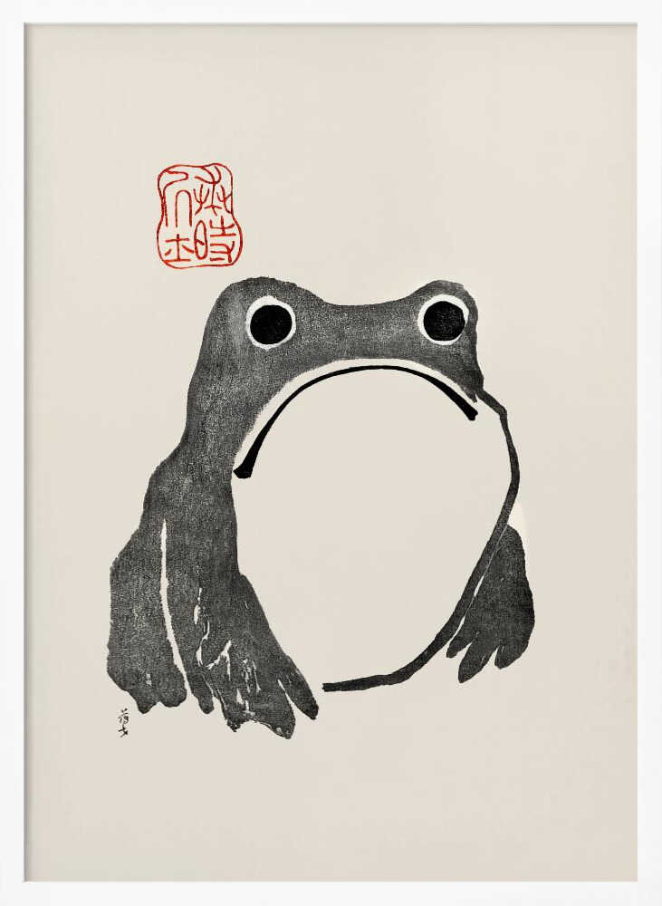 Grumpy Frog I Black Art Print UK — Japanese Vibrant Wall Art — Living Room — Wall It All Prints