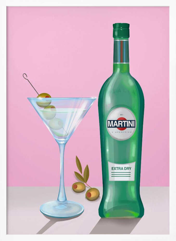 Martini Cocktail Art Print UK — Vintage Minimal Wall Art — Living Room — Wall It All Prints