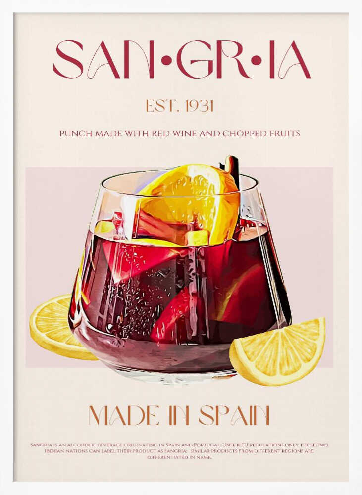 Classic Spanish Sangria Art Print UK — Vintage Vibrant Wall Art — Kitchen — Wall It All Prints
