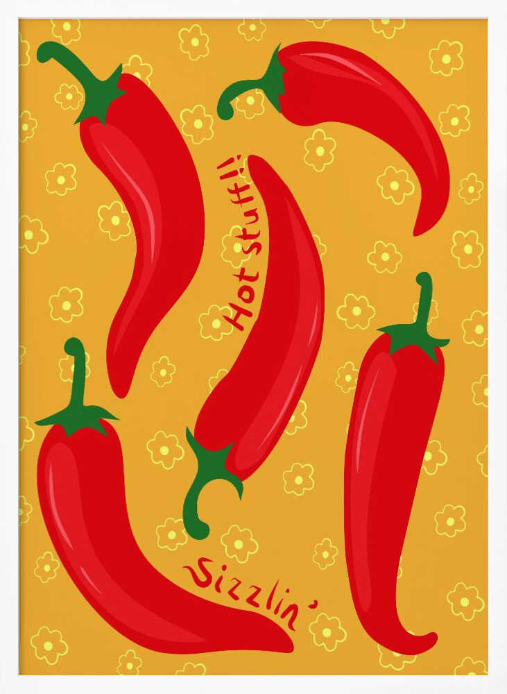 Hot Sizzlin' Chili Peppers Art Print UK — Botanical Vibrant Wall Art — Kitchen — Wall It All Prints