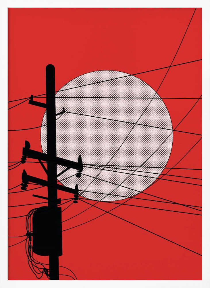 Red Sky Electric Sun Art Print UK — Abstract Vibrant Wall Art — Office — Wall It All Prints