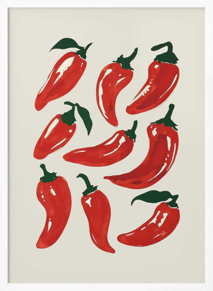 Red Hot Chilies Art Print UK — Botanical Vibrant Wall Art — Kitchen — Wall It All Prints