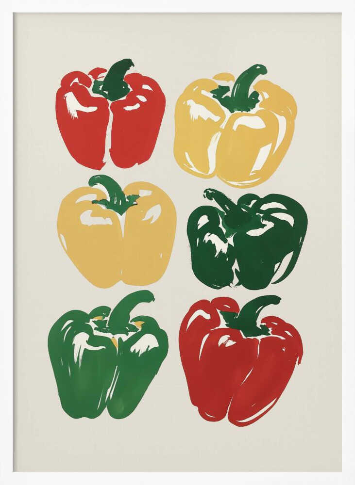 Pop Art Peppers Art Print UK — Botanical Vibrant Wall Art — Kitchen — Wall It All Prints