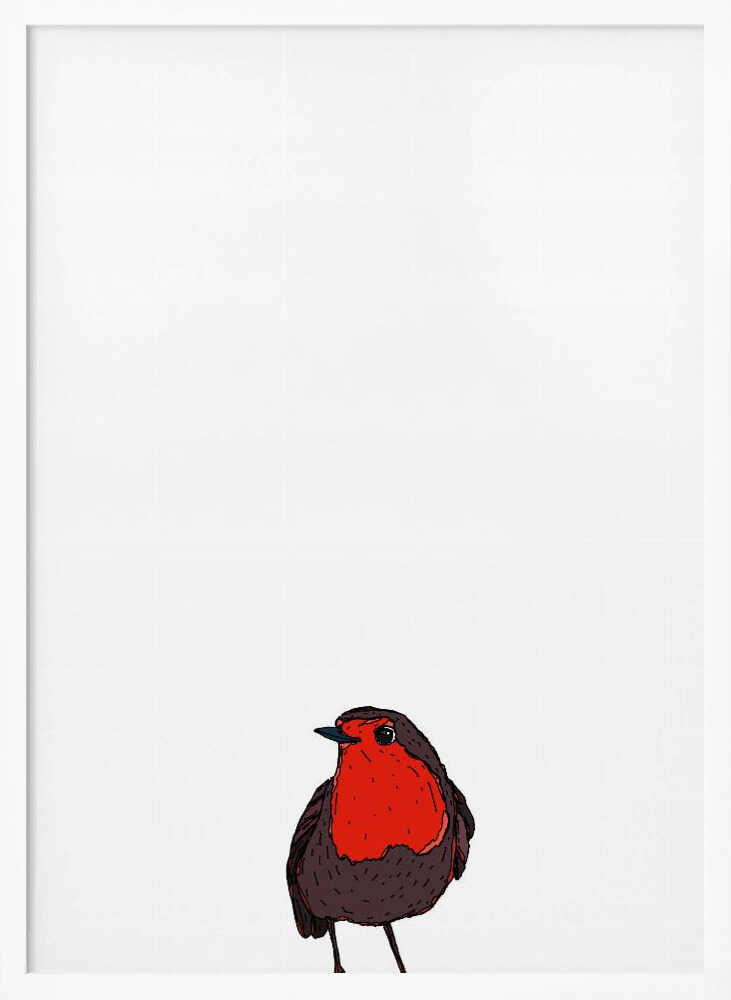 Little Red Robin Art Print UK — Botanical Vibrant Wall Art — Office — Wall It All Prints