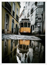 Yellow Tram Reflection Art Print UK — Vintage Vibrant Wall Art — Living Room — Wall It All Prints