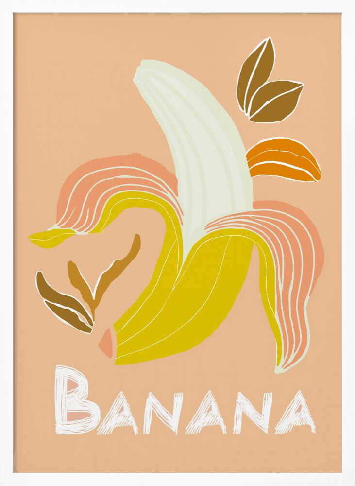 Fresh Peeled Banana Art Print UK — Botanical Vibrant Wall Art — Kitchen — Wall It All Prints