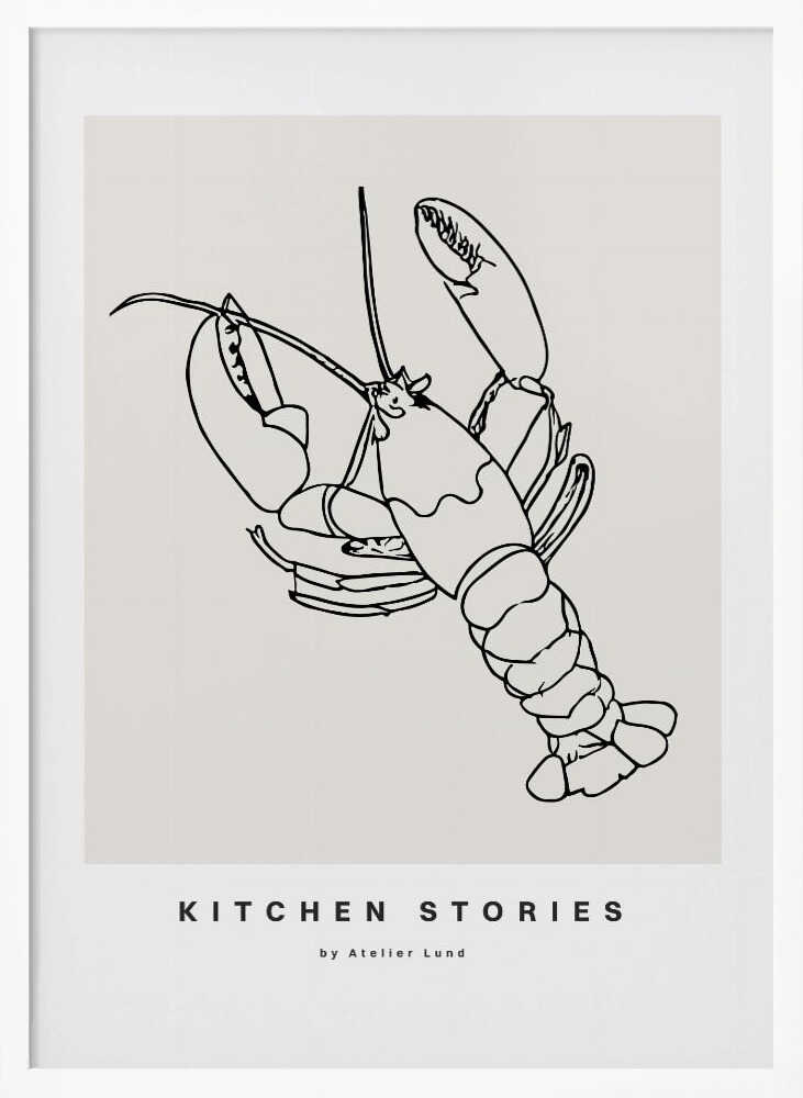 Lobster Linework Art Print UK — Abstract Dark Wall Art — Kitchen — Wall It All Prints