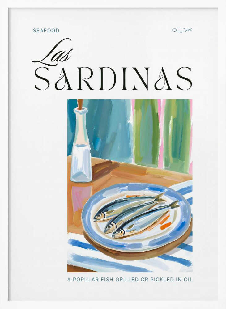 Mediterranean Sardine Dish Art Print UK — Food Vibrant Wall Art — Kitchen — Wall It All Prints