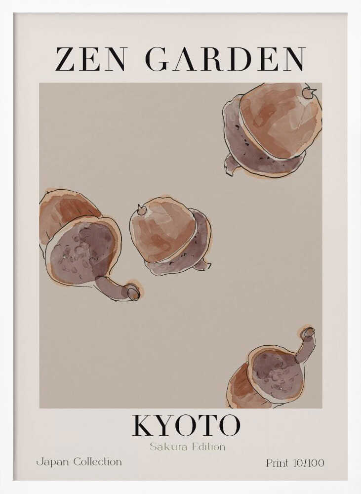 Falling Acorns Art Print UK — Japanese Calm Wall Art — Office — Wall It All Prints