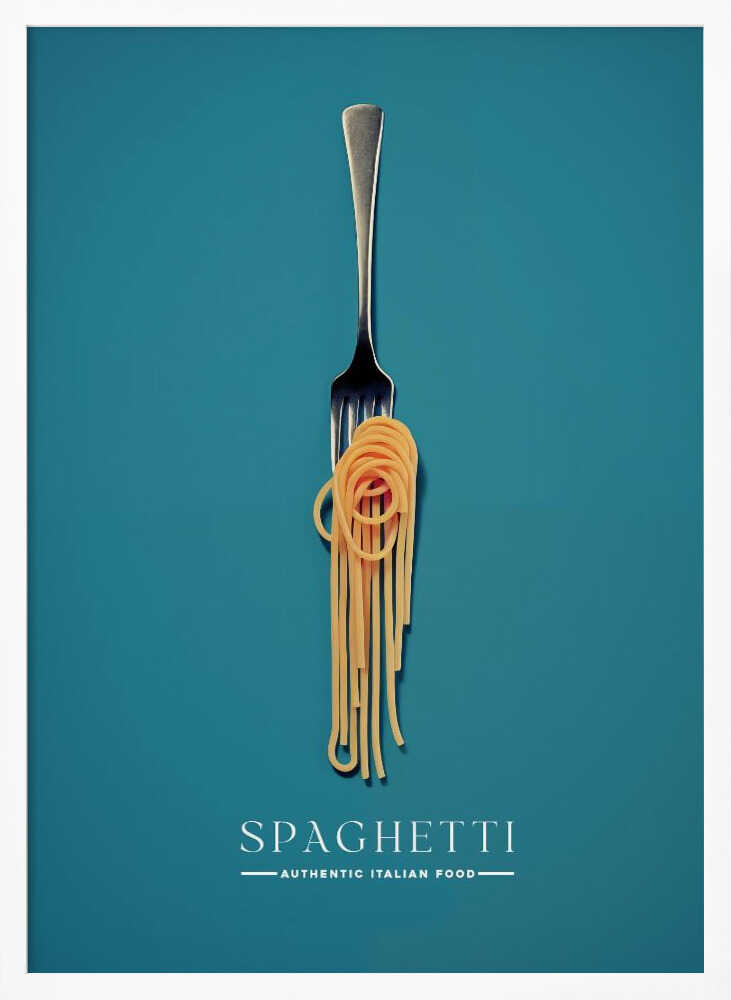 Italian Spaghetti Fork Art Print UK — Abstract Vibrant Wall Art — Kitchen — Wall It All Prints