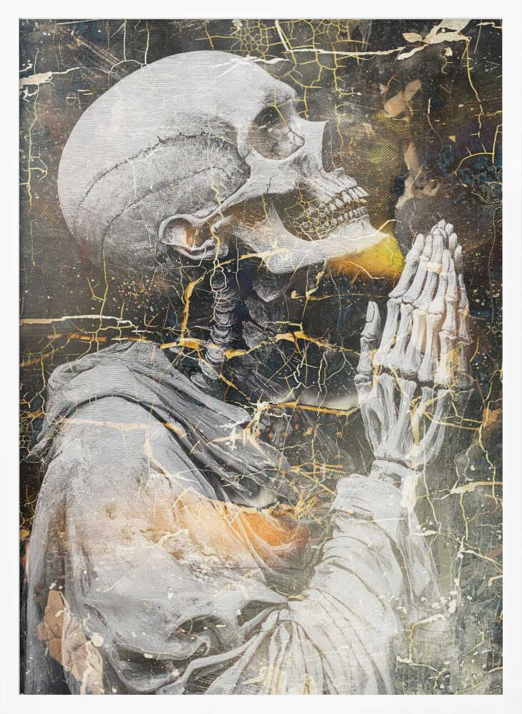 Golden Cracked Skeleton Prayer Rafal Kulik