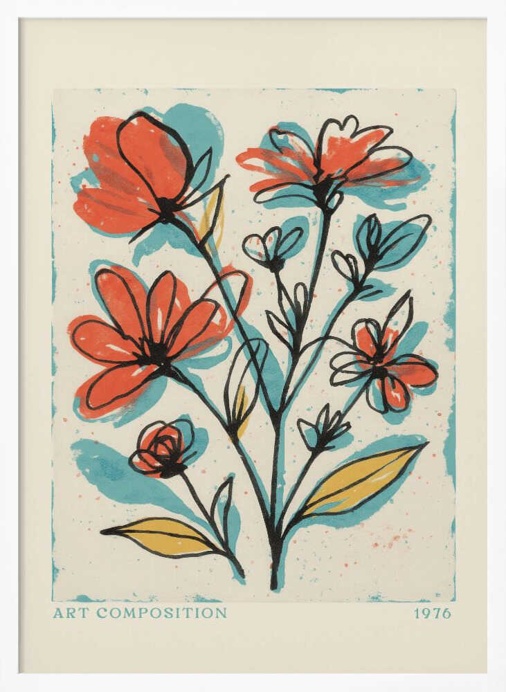 Blooming Sketches Art Print UK — Botanical Vibrant Wall Art — Living Room — Wall It All Prints
