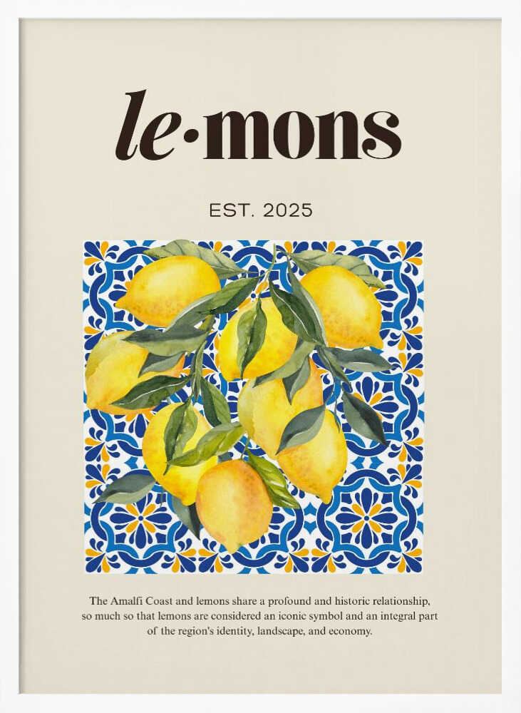 Lemons Beige Art Print UK — Food Vibrant Wall Art — Kitchen — Wall It All Prints