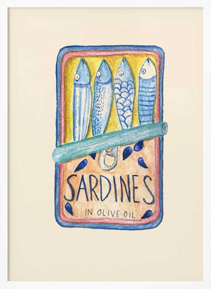 Rustic Sardines In Oil Art Print UK — Landscape Vibrant Wall Art — Kitchen — Wall It All Prints