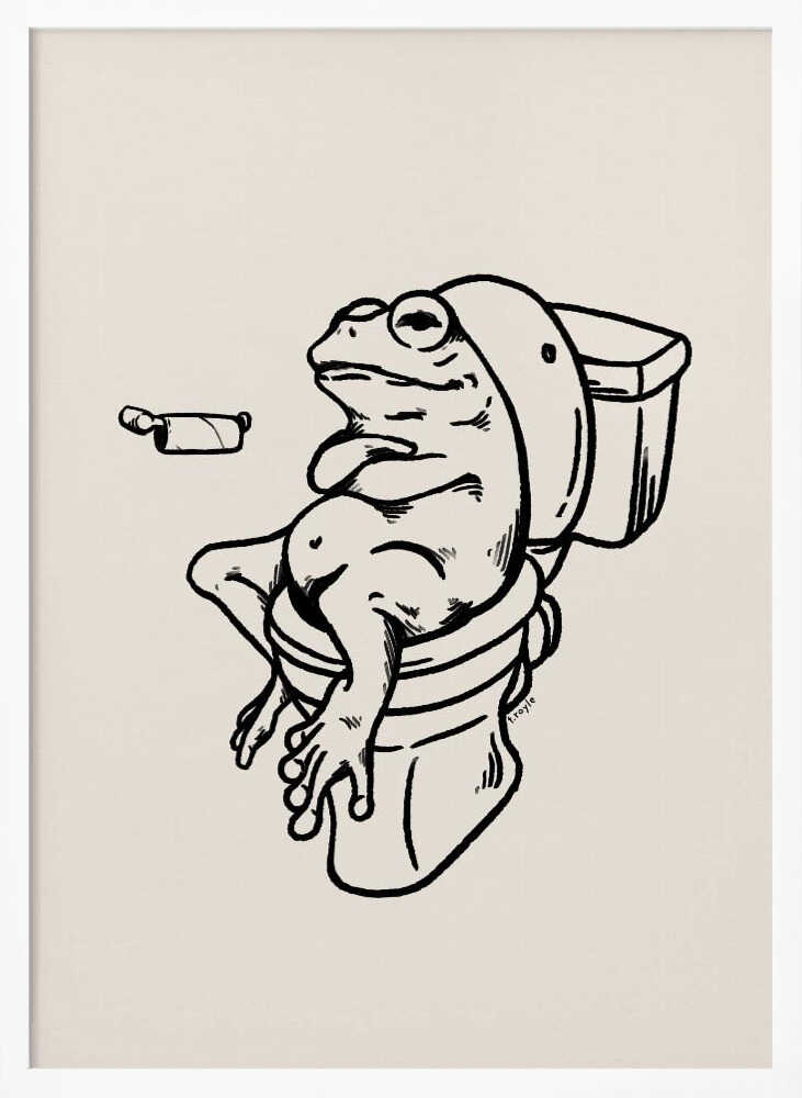 Funny Frog on Toilet