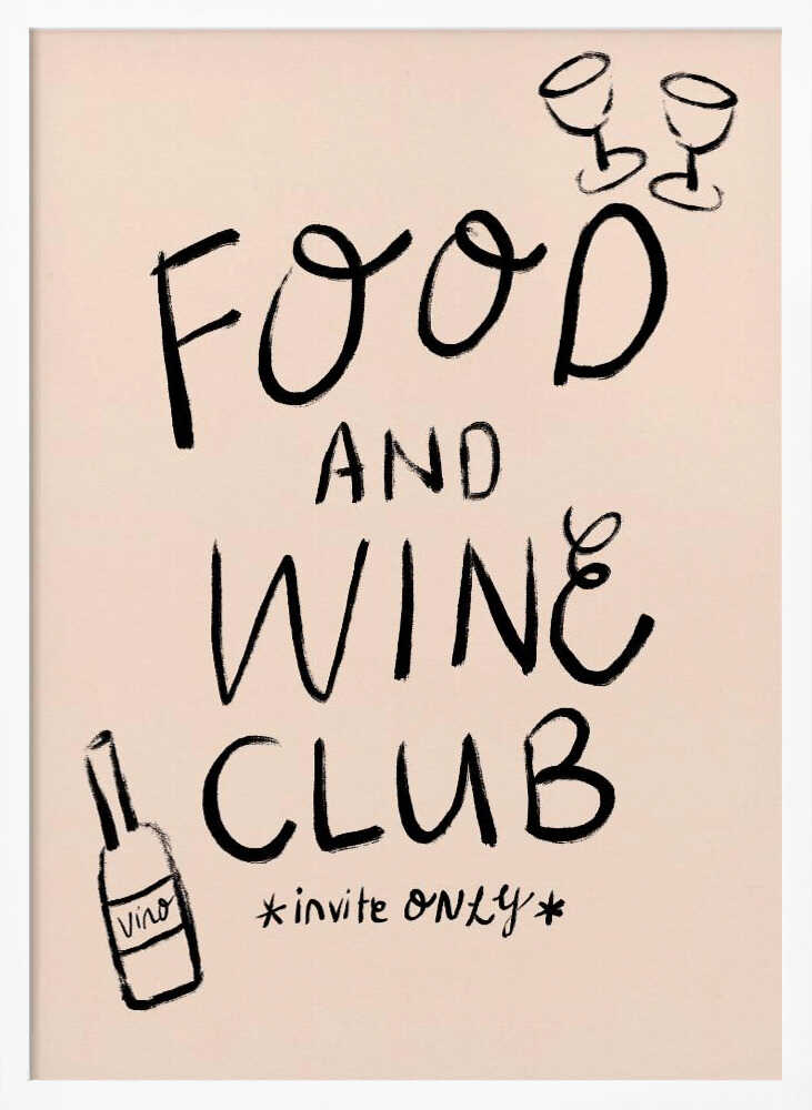 Food Wine Club Invite Art Print UK — Food Vibrant Wall Art — Kitchen — Wall It All Prints