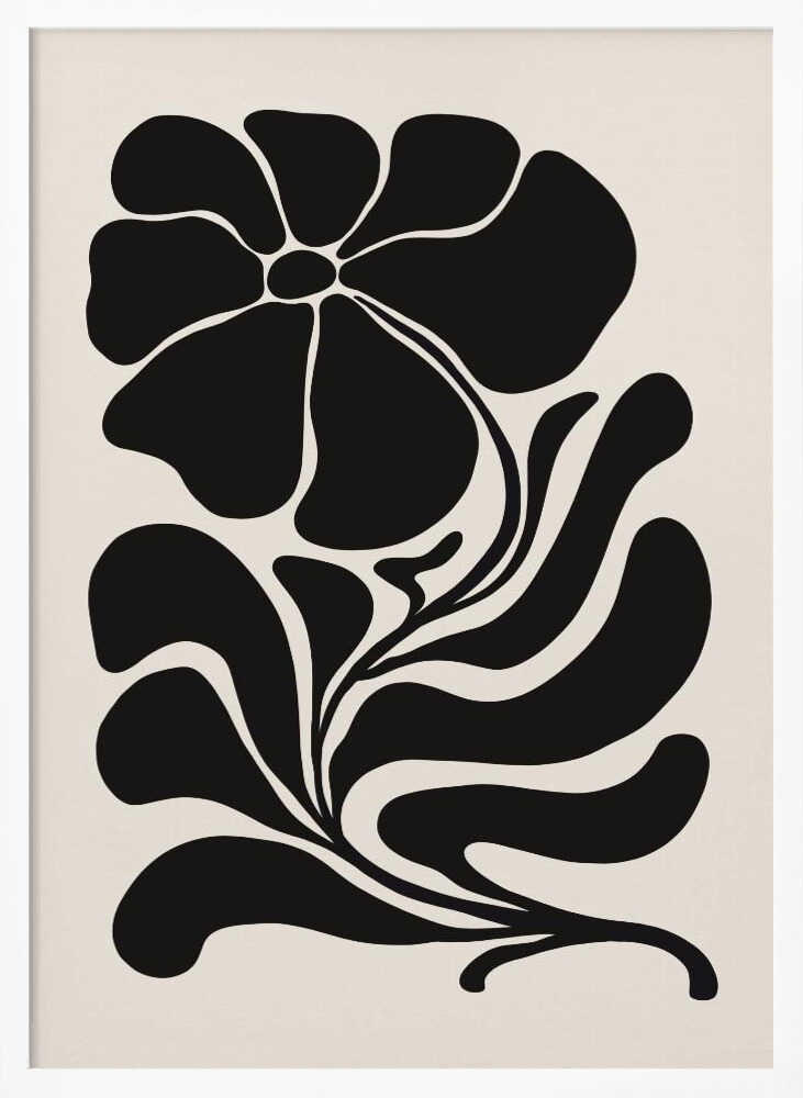 Black Floral Silhouette Art Print UK — Botanical Dark Wall Art — Office — Wall It All Prints