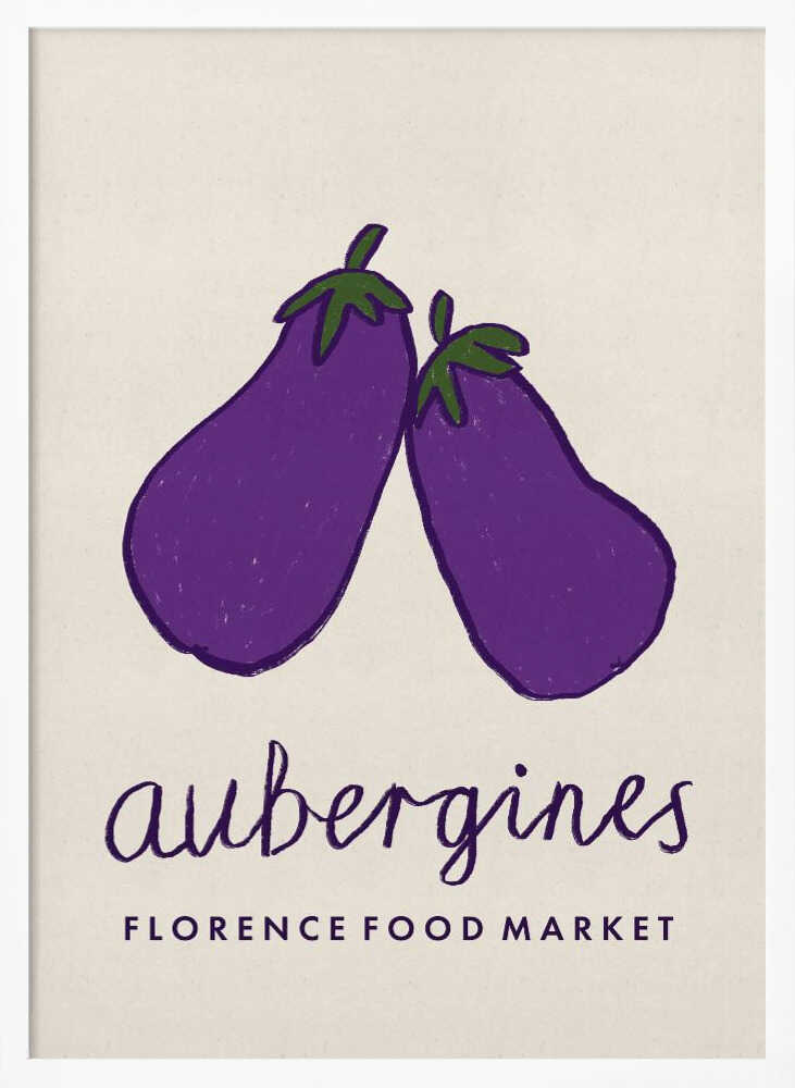 Purple Aubergines Market Art Print UK — Botanical Fresh Wall Art — Kitchen — Wall It All Prints