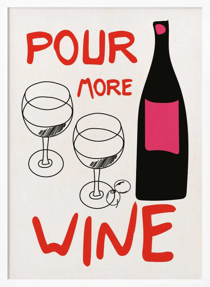 Pour More Wine Art Print UK — Abstract Dark Wall Art — Kitchen — Wall It All Prints