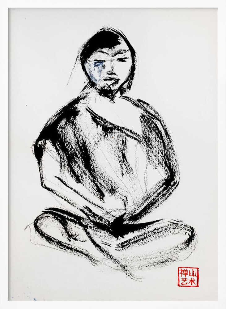 Meditating Zen Monk Art Print UK — Japanese Calm Wall Art — Bedroom — Wall It All Prints