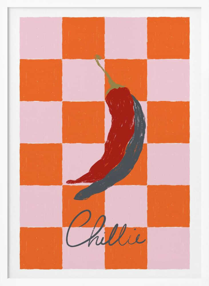 Spicy Chili Checkerboard Art Print UK — Abstract Minimal Wall Art — Kitchen — Wall It All Prints