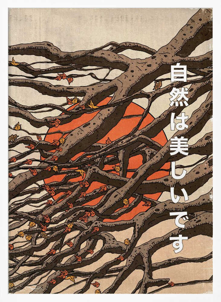 Autumn Branches Sunset Art Print UK — Japanese Calm Wall Art — Bedroom — Wall It All Prints