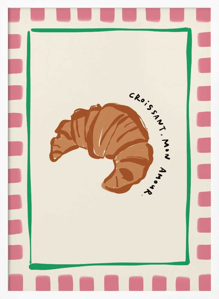 Croissant Mon Amour Art Print UK — Food Minimal Wall Art — Kitchen — Wall It All Prints