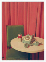Retro Pink Phone Art Print UK — Vintage Calm Wall Art — Living Room — Wall It All Prints