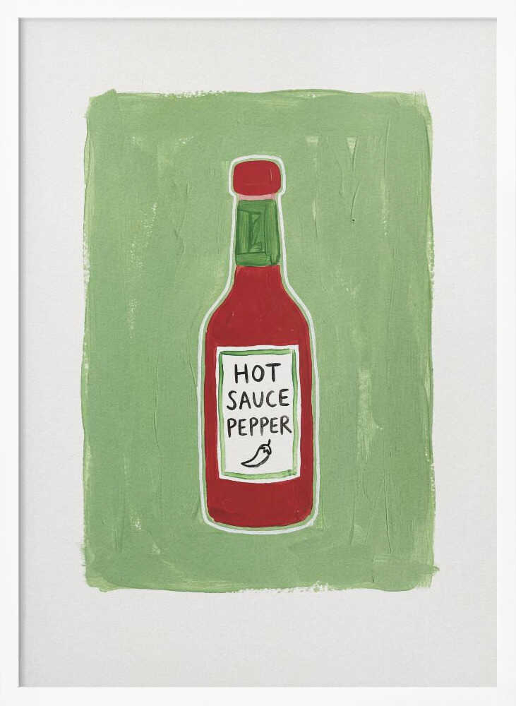 Hot Sauce Pepper Bottle Art Print UK — Food Vibrant Wall Art — Kitchen — Wall It All Prints