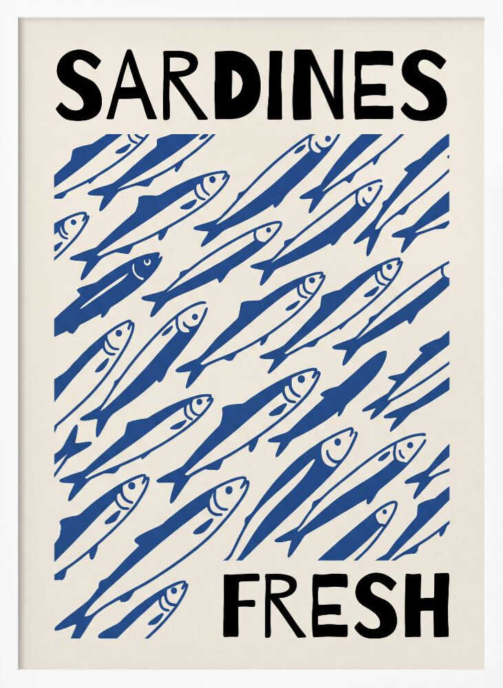 Fresh Sardines Art Print UK — Abstract Dark Wall Art — Kitchen — Wall It All Prints