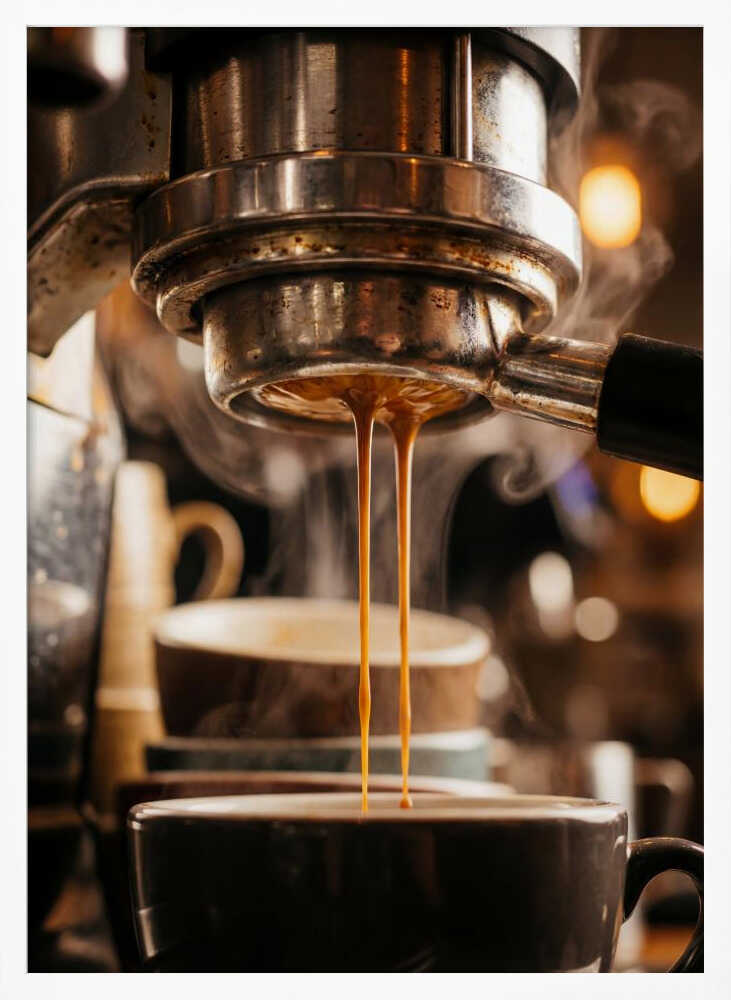 Fresh Espresso Pour Art Print UK — Dark Moody Dark Wall Art — Kitchen — Wall It All Prints