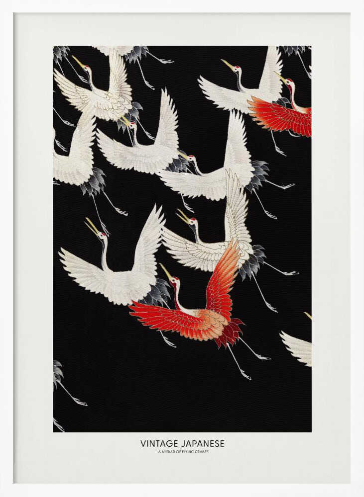 A Myriad of Flying Cranes Art Print UK — Japanese Vibrant Wall Art — Living Room — Wall It All Prints