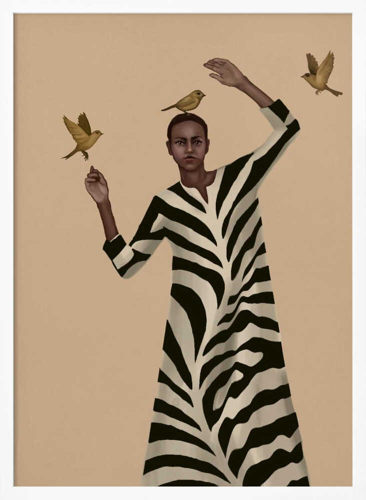 Graceful Woman and Birds