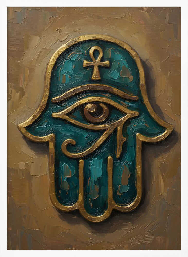 Golden Teal Hamsa Hand HUGO