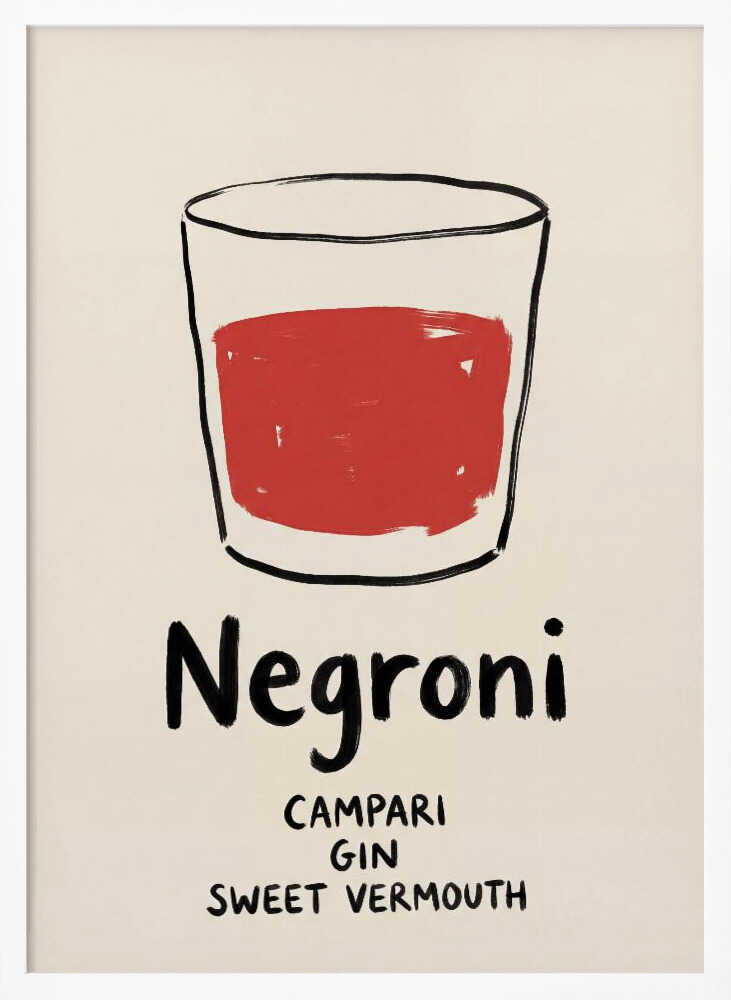 Classic Negroni Cocktail Art Print UK — Abstract Minimal Wall Art — Kitchen — Wall It All Prints