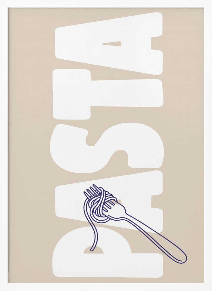 Pasta Fork Delight Art Print UK — Abstract Minimal Wall Art — Kitchen — Wall It All Prints